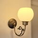 Pair of Napoleon III style brass and opaline wall lights
