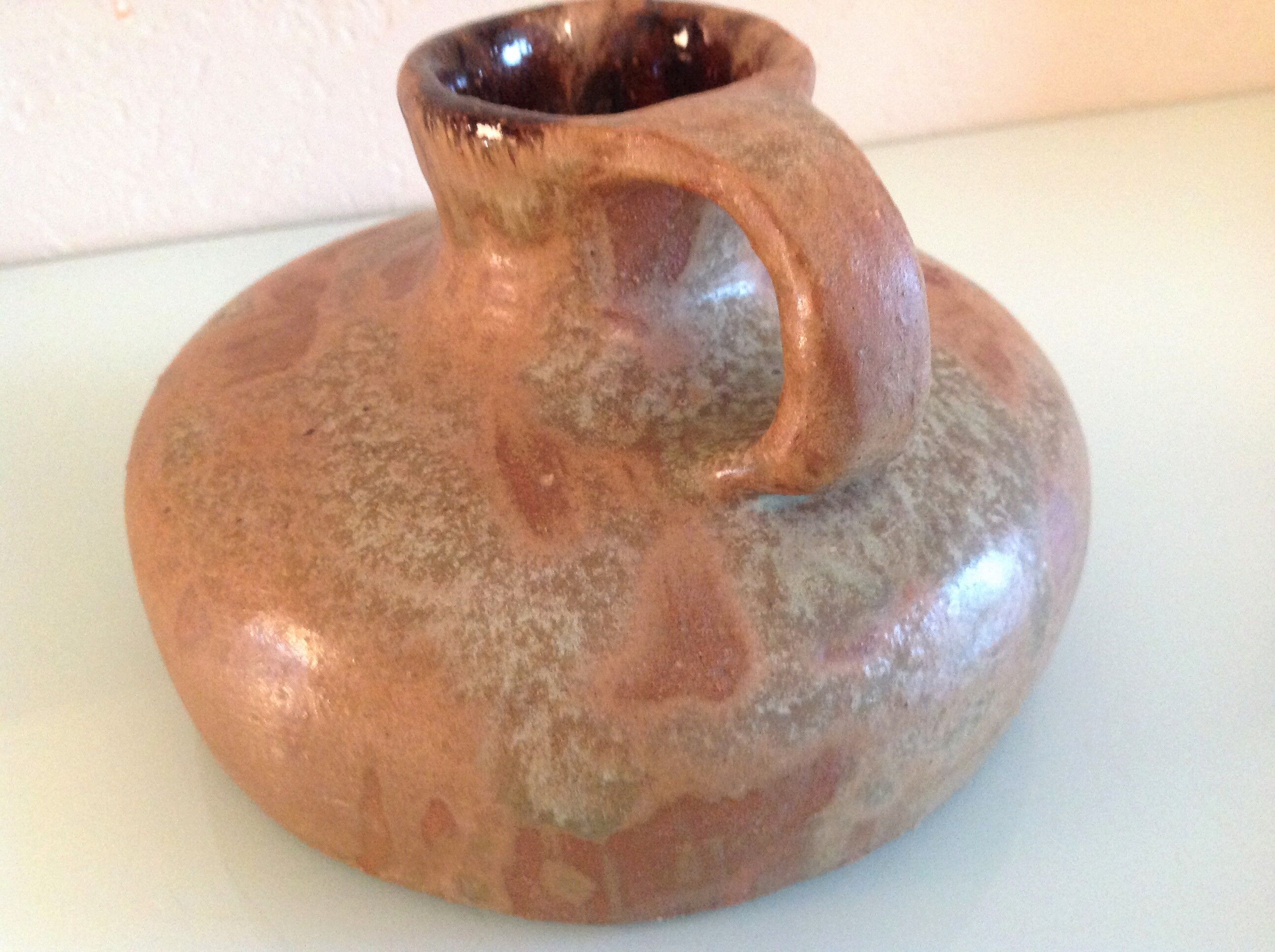 Flat vase in brown 60s-70s