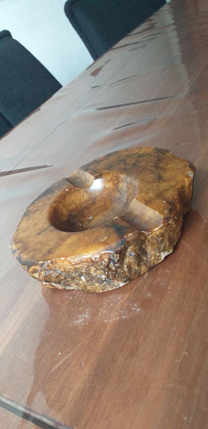 Brown alabaster ashtray