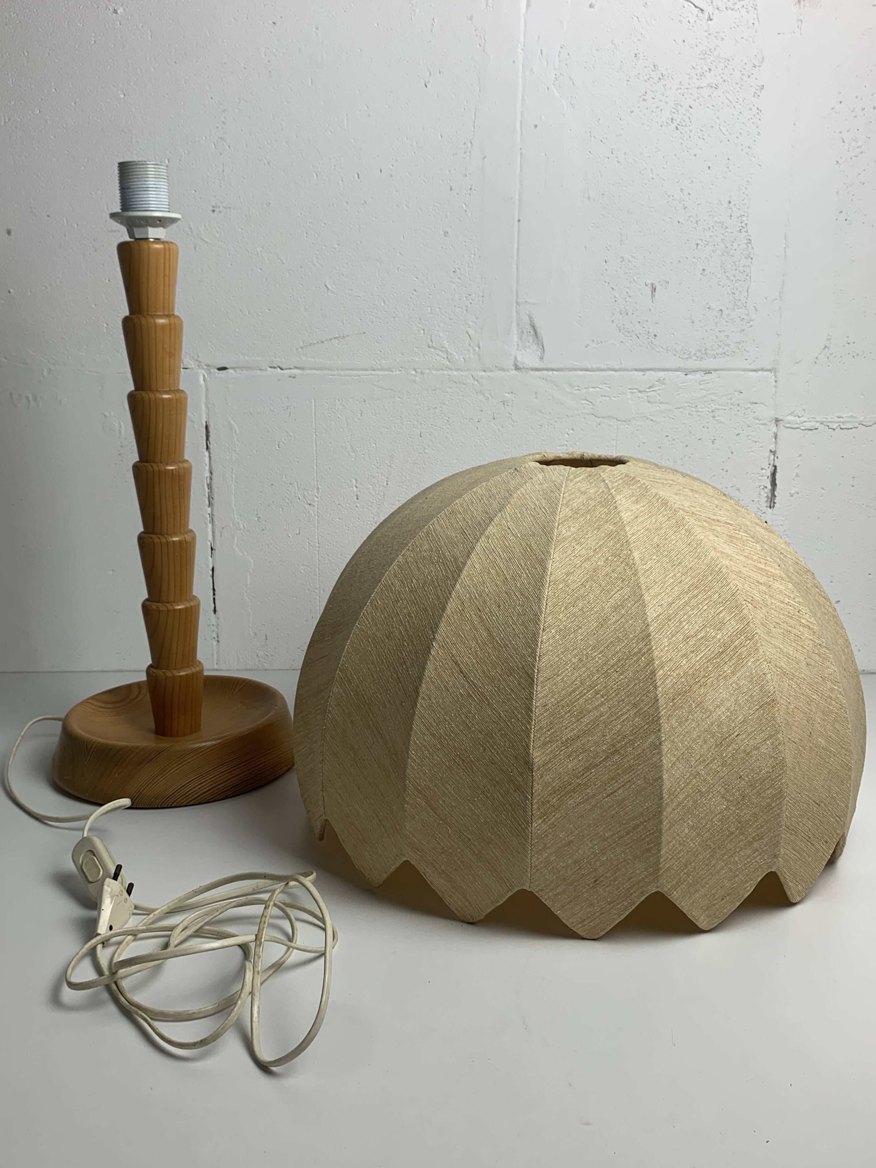 XL pine palm table mushroom lamp by Temde Switzerland, 1970s