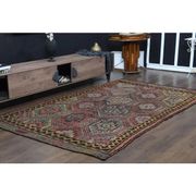 Vintage Turkish Oushak Handmade Wool Cotton Red Area Rug 170x272