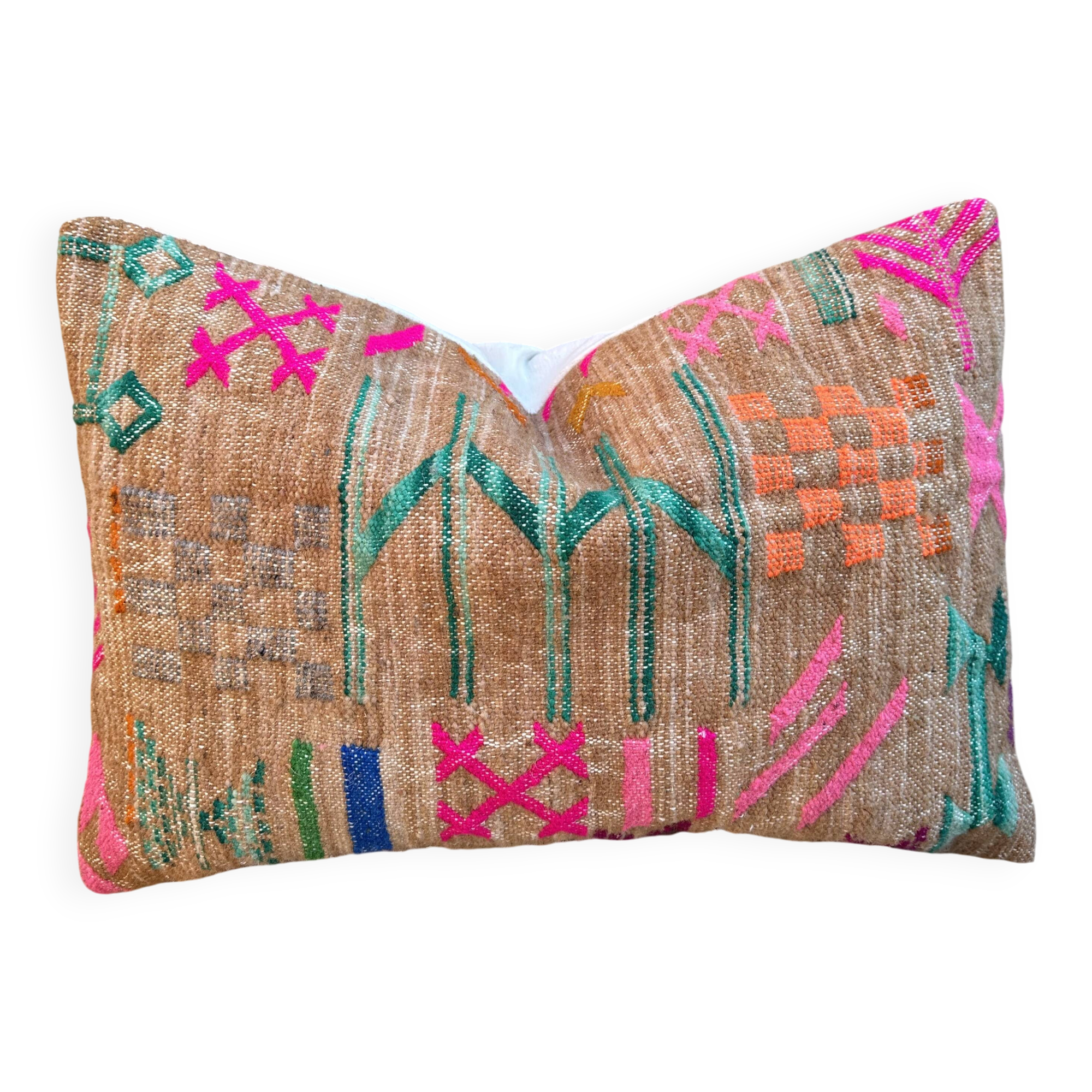 Handmade cushion cover in Berber wool: Moroccan Kilim cushion