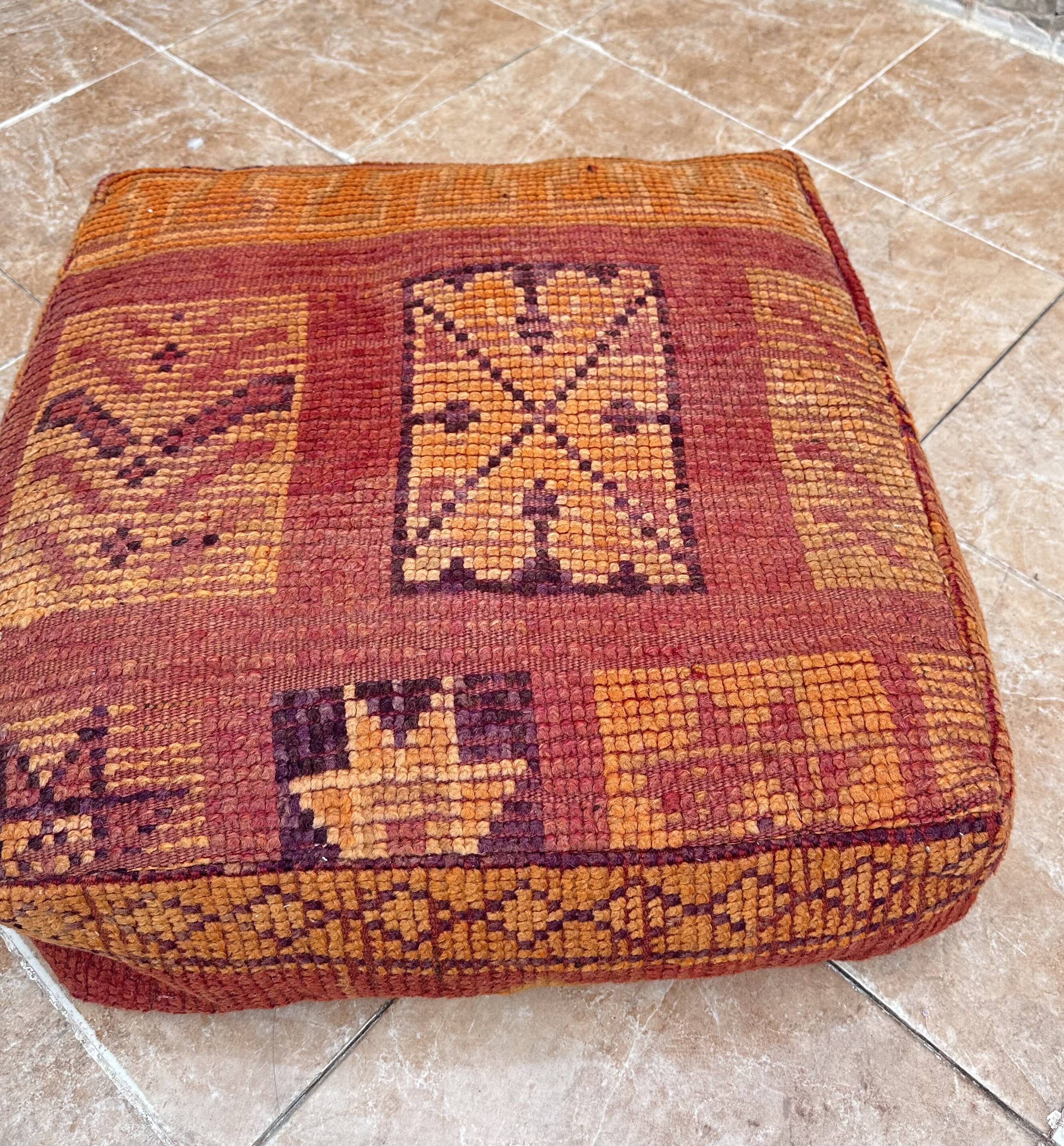 Handmade Berber Kilim pouf, floor cushion
