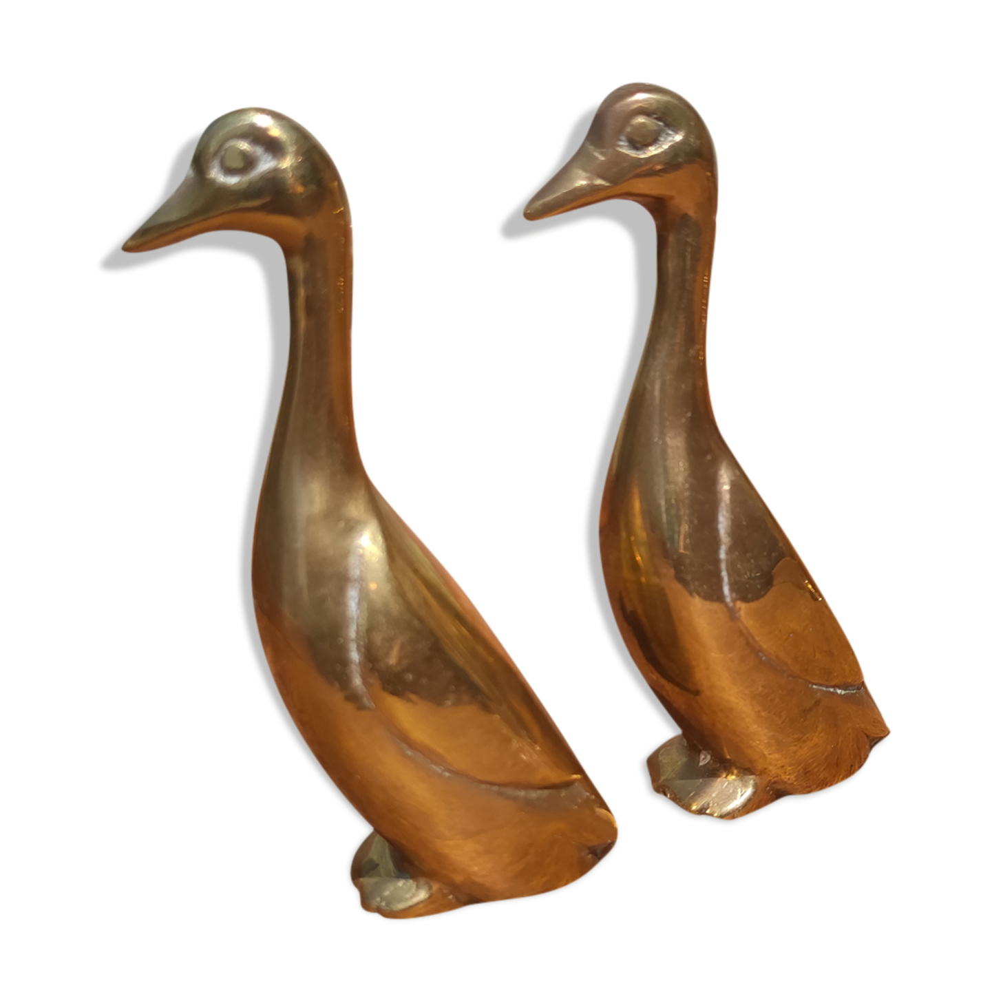 Pair of golden brass ducks