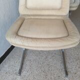 Set of 4 chairs in cream velvet seventies