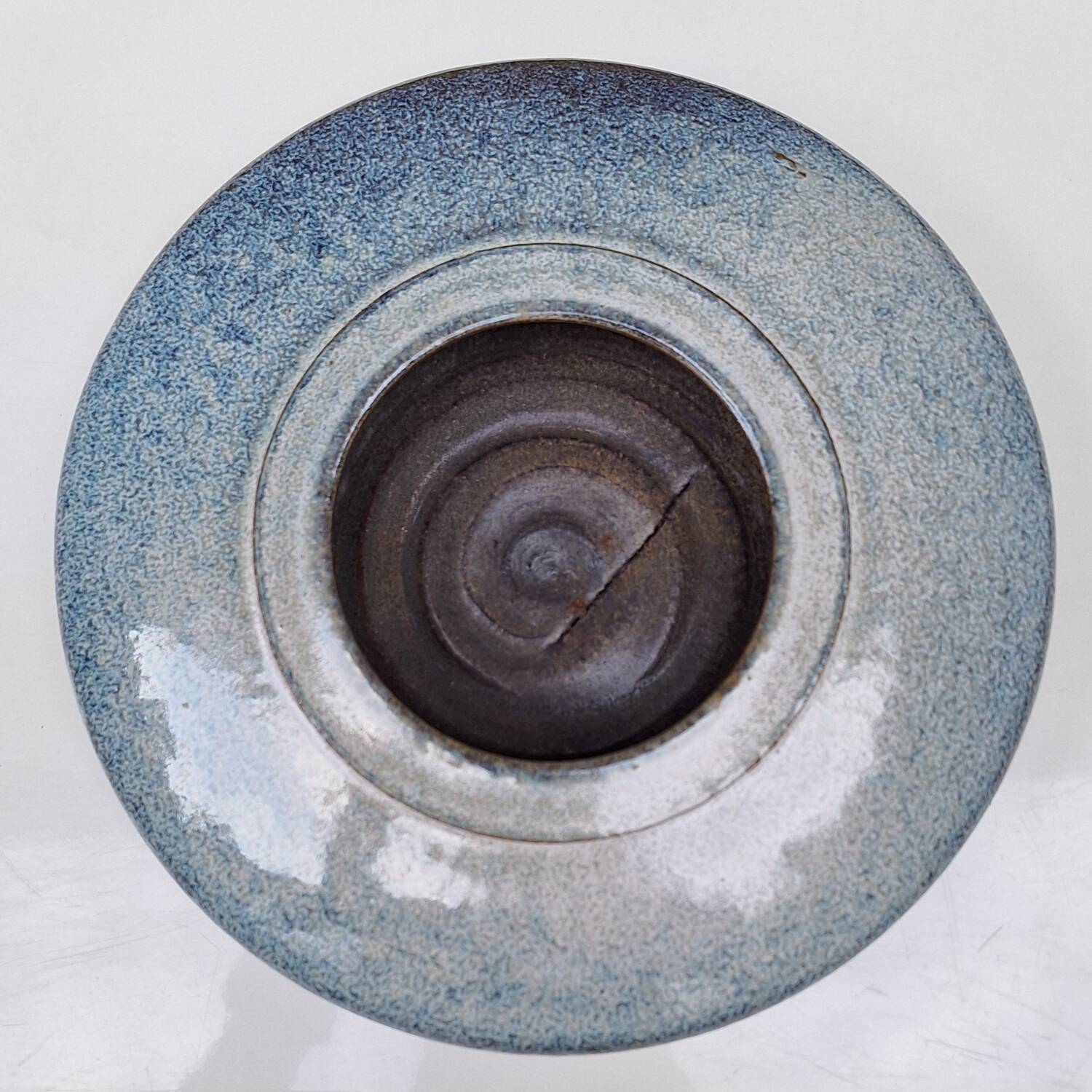 Flat ceramic vase by Nadia and Alain Pinel