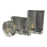 Set of 3 solifleur block vases walther glas 60s 70s op art arrangement vase