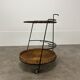 Raoul Guys style metal and rattan serving trolley from the 50s