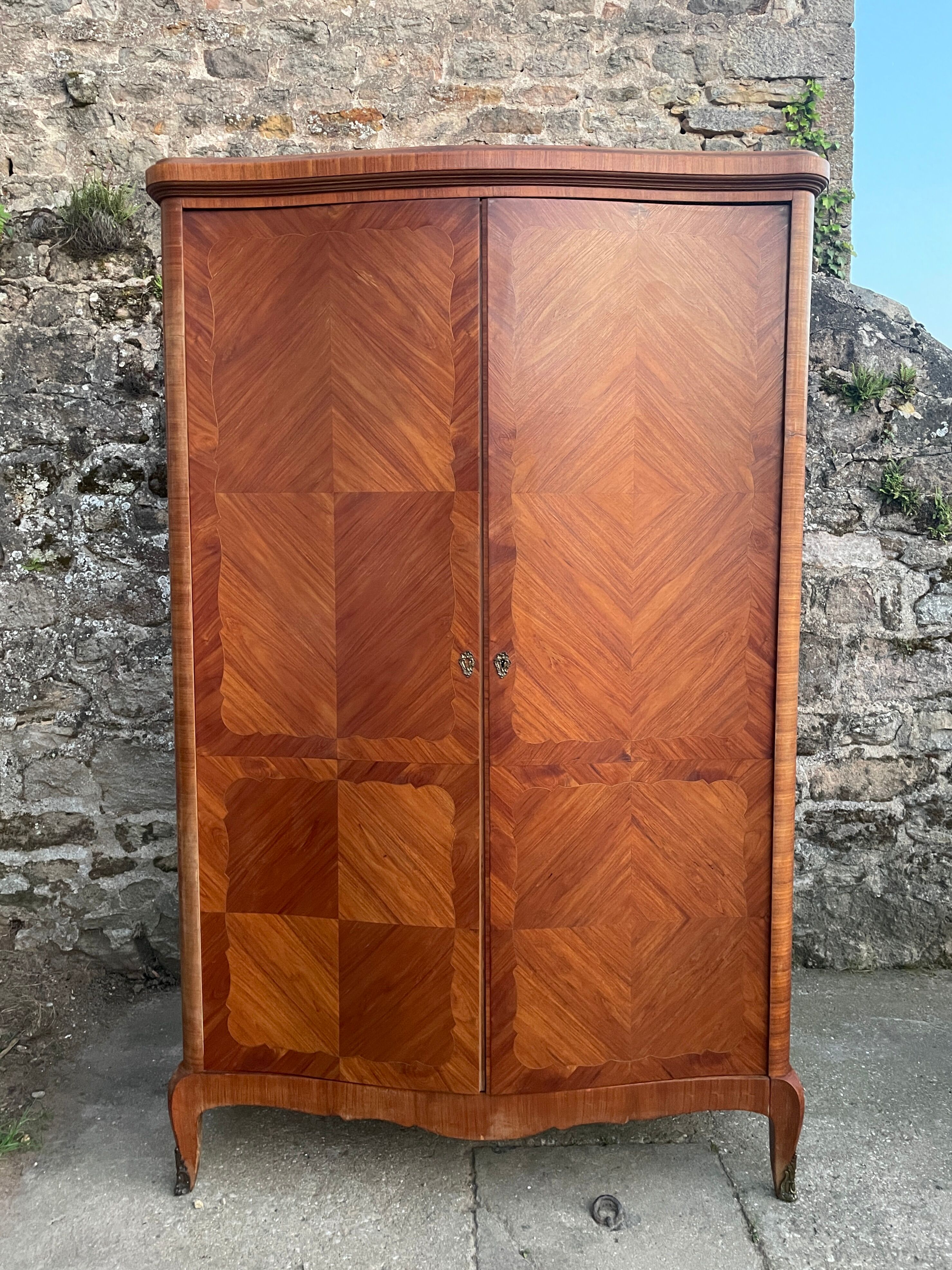 Wardrobe linen Louis XV marquetry matt rosewood