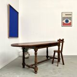 Grande table ancienne ovale en chêne massif – Circa 1900