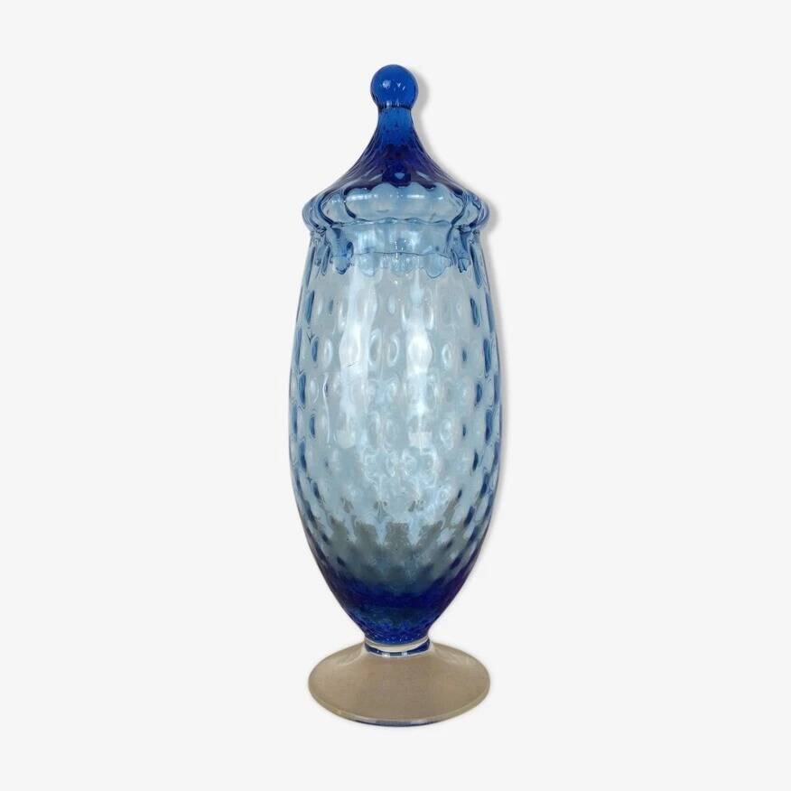 Empoli blue glass bonbonnière, vintage