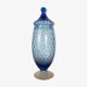 Bonbonnière Empoli en verre bleu italien, vintage