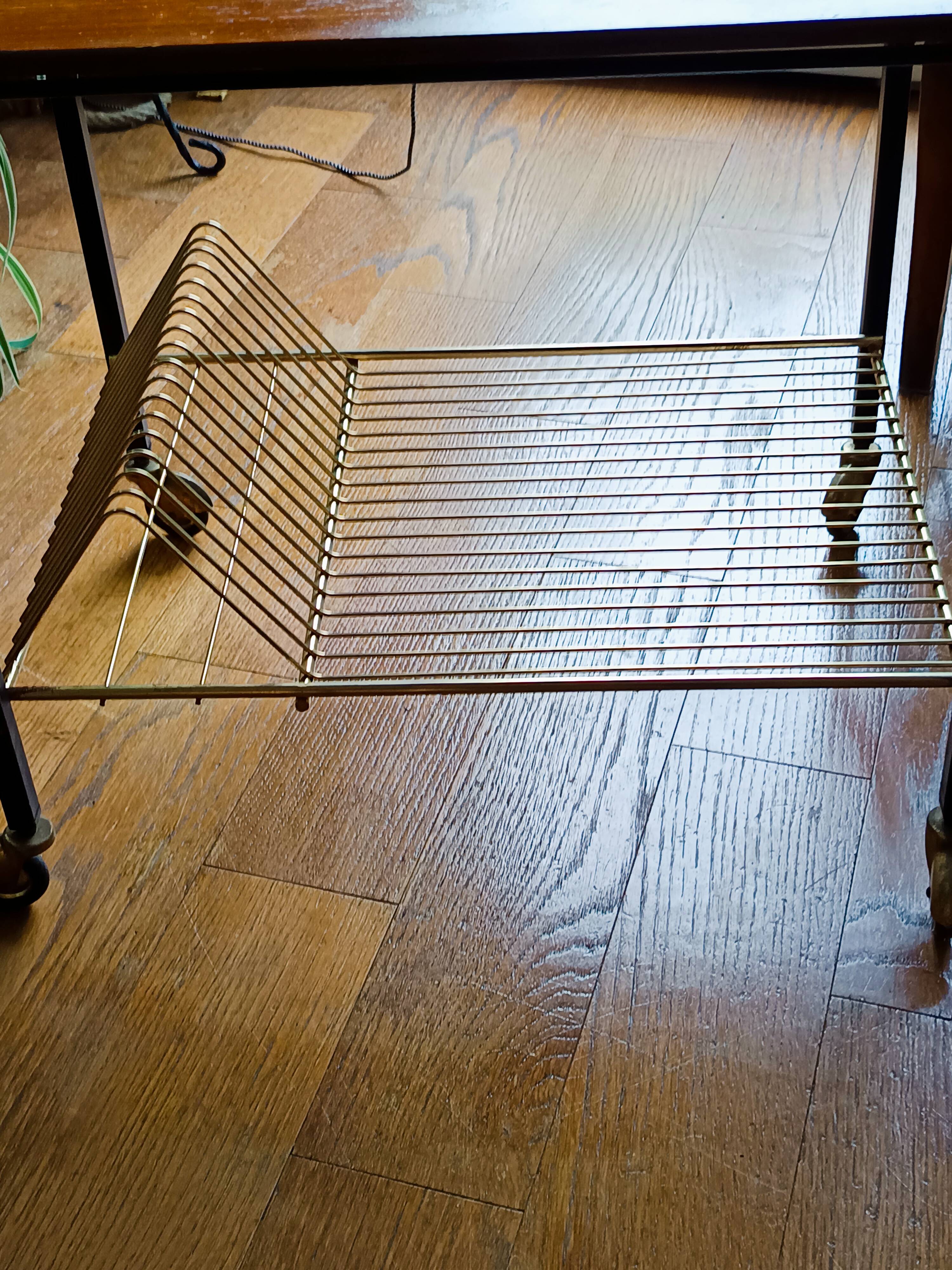 table roulante porte vinyles vintage des années 60 dessus bois