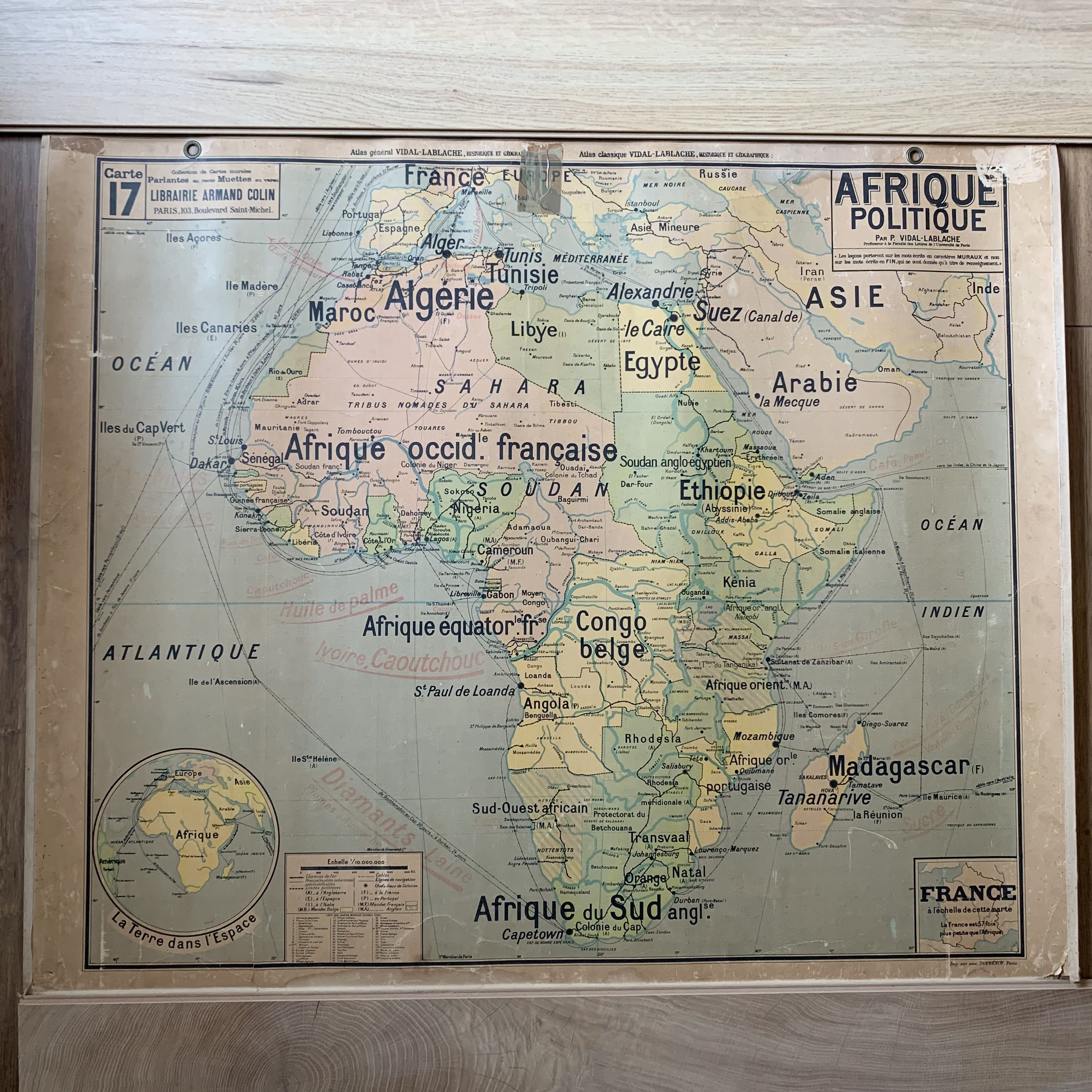 Old map Political Africa - n°17 and 17 bis by Vidal Lablache
