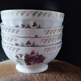 Set de 4 bols décor violettes en porcelaine