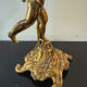 Antique lamp, gilded bronze, cherub, engraved glass globe, Mathieu lighting.