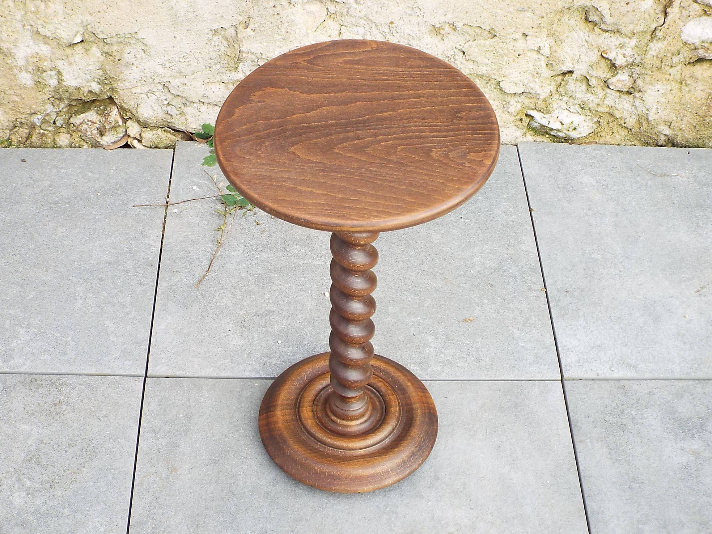 Turned wooden end table