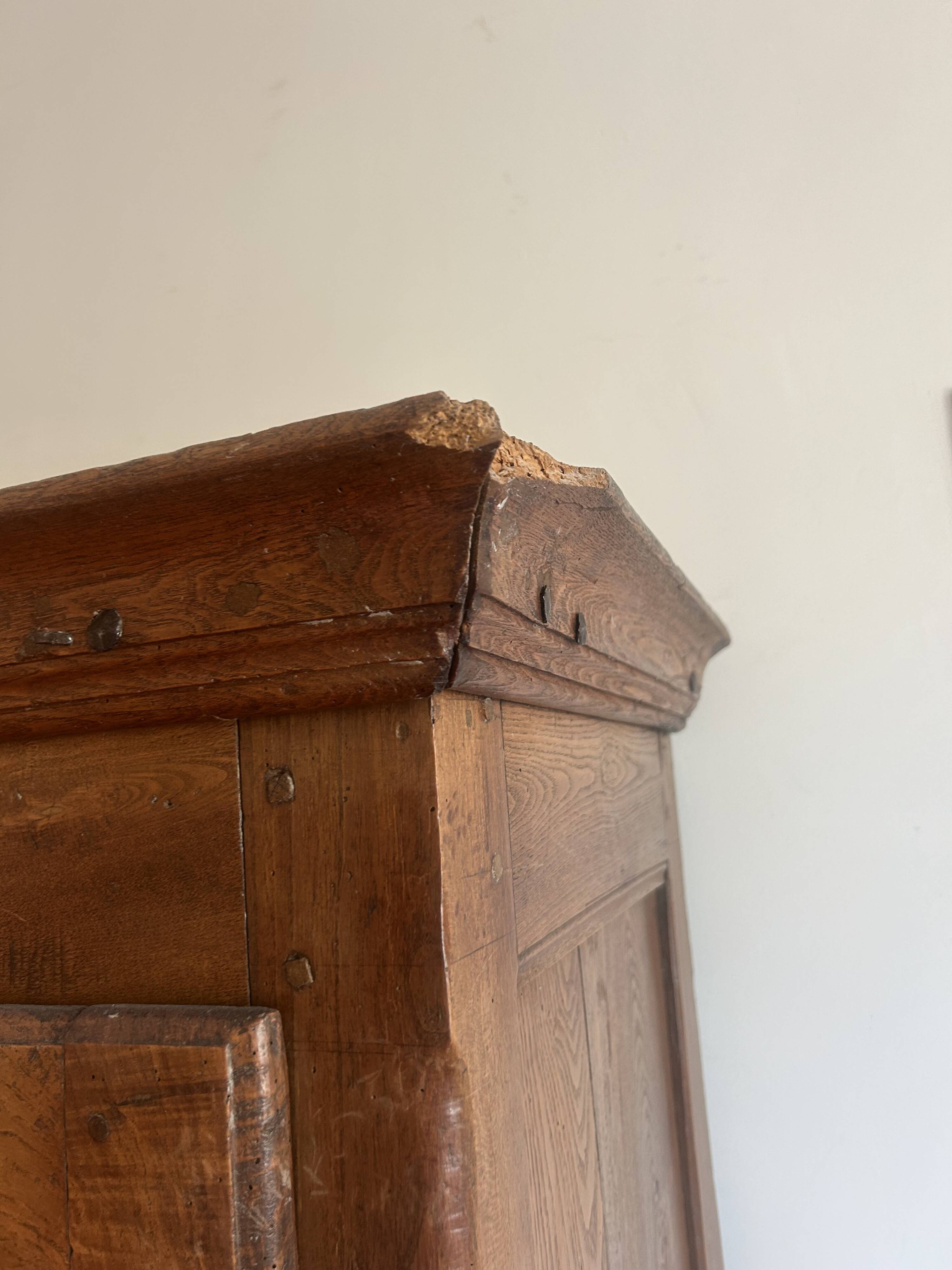 Rustic French antique wardrobe in solid wood – 19th century