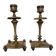 Pair of candlesticks, antique brass, 19th century, signed Prachthauser