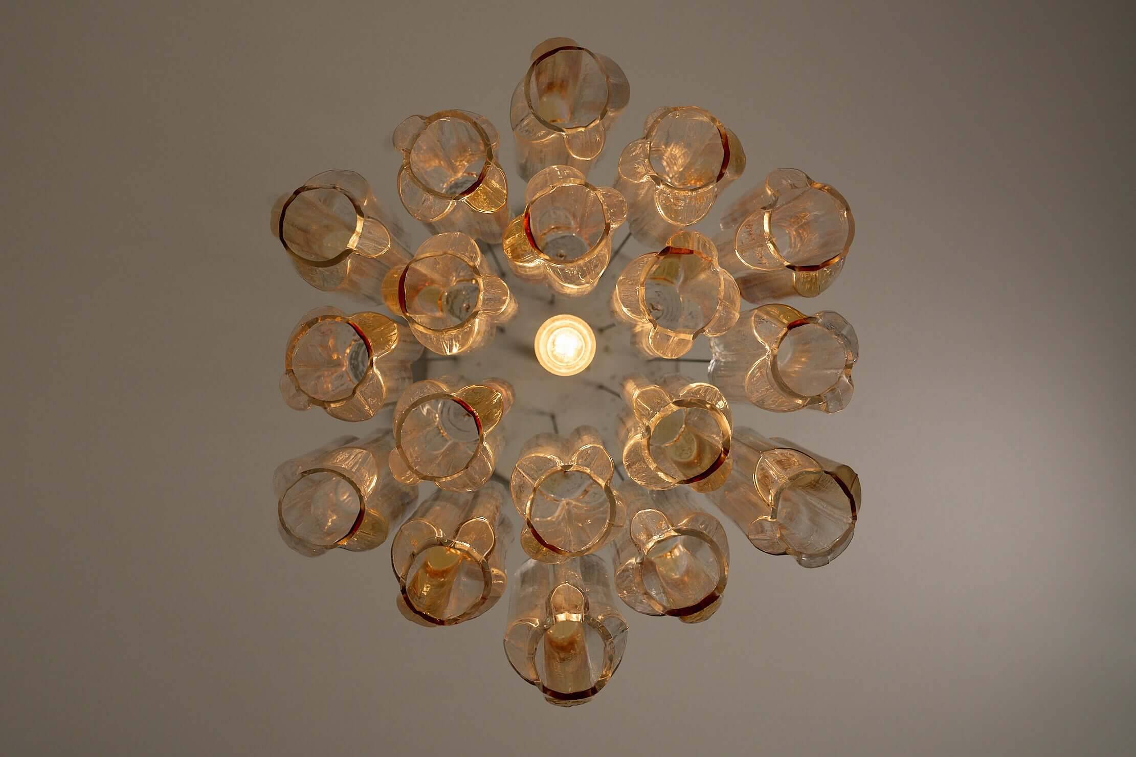 Suspension « Quadrifoglio » en verre de Murano par VeArt, années 1970