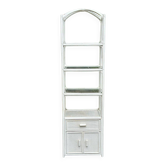 Vintage white rattan and wicker concave shelf