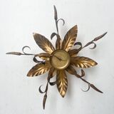 Gold plated XL ceiling lamp or wall lamp from Italy, 1970s