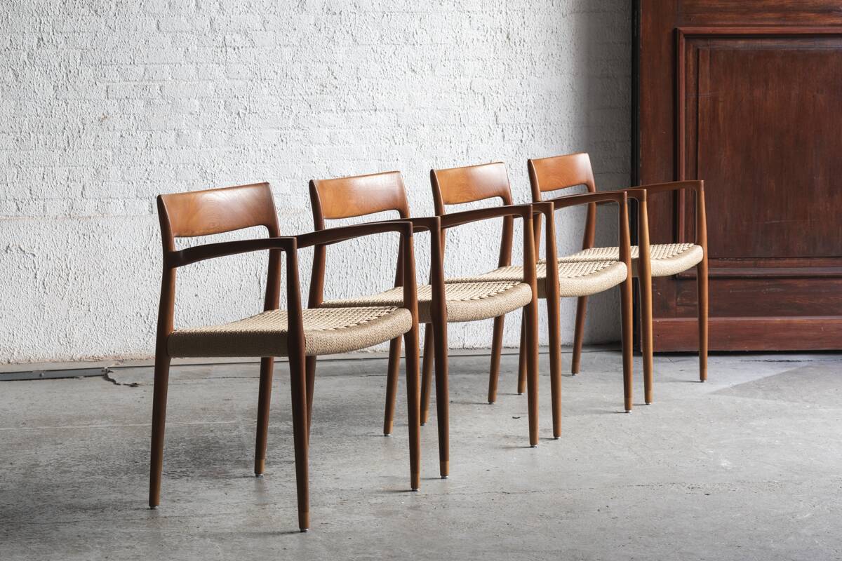 Ensemble de 4 chaises à repas, modèle 57, par Niels O. Moller, Danemark, 1960