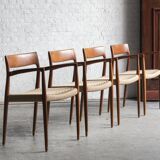 Set of 4 dining chairs, model 57, by Niels O. Moller, Denmark, 1960s