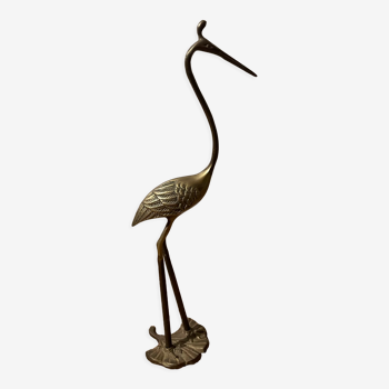Heron statuette in vintage golden brass year 60/70