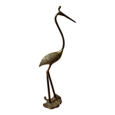 Heron statuette in vintage golden brass year 60/70