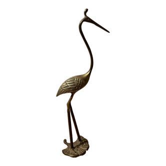 Heron statuette in vintage golden brass year 60/70