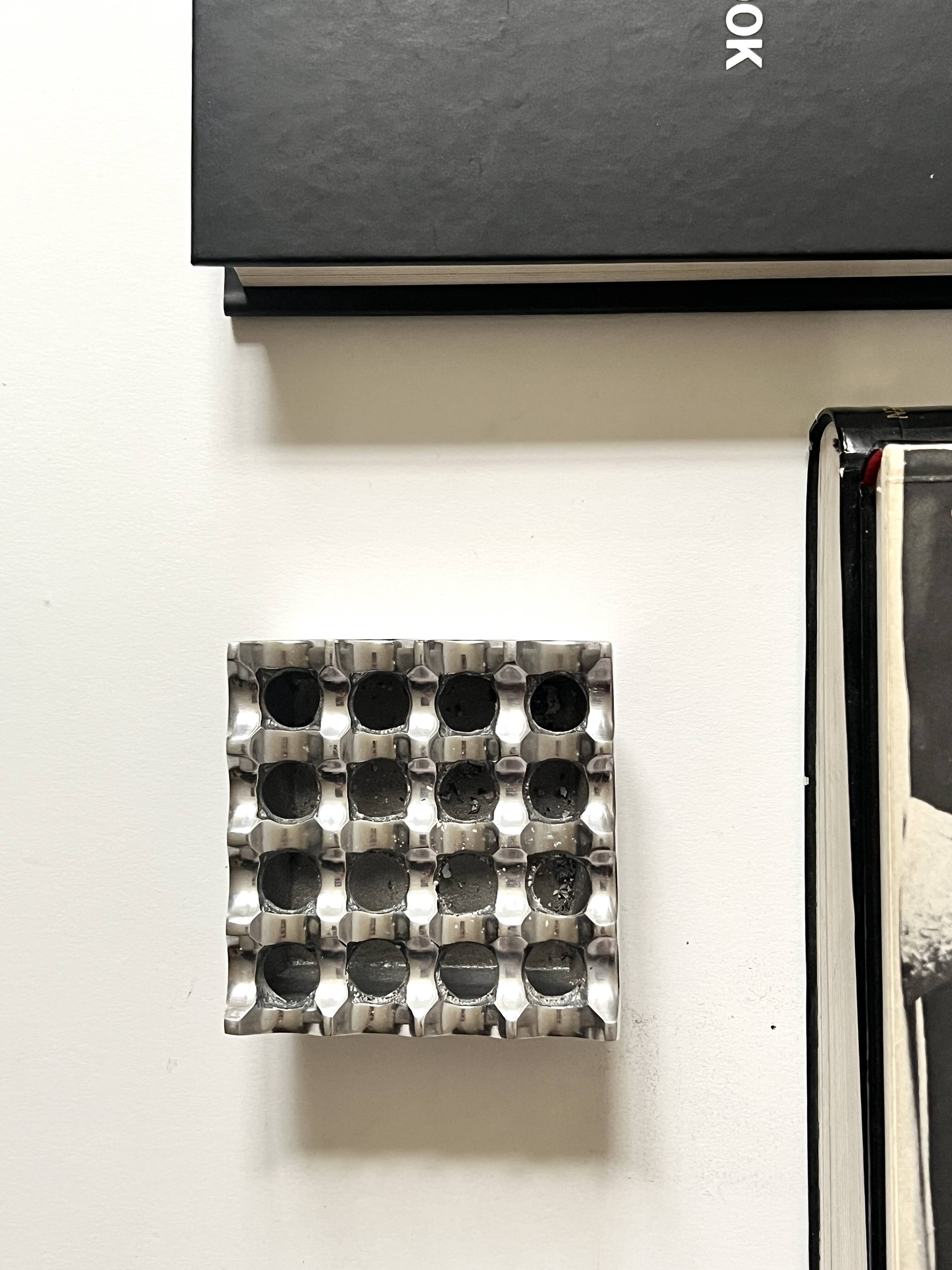 Mid-century chrome metal ashtray in the Ultima 15 style, 1970 design.