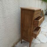 Art Deco chest of drawers in raw wood with 5 drawers.