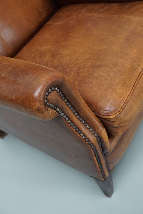 Fauteuil club vintage en cuir couleur cognac, pays-bas fauteuil club vintage en cuir couleur cognac, pays-bas