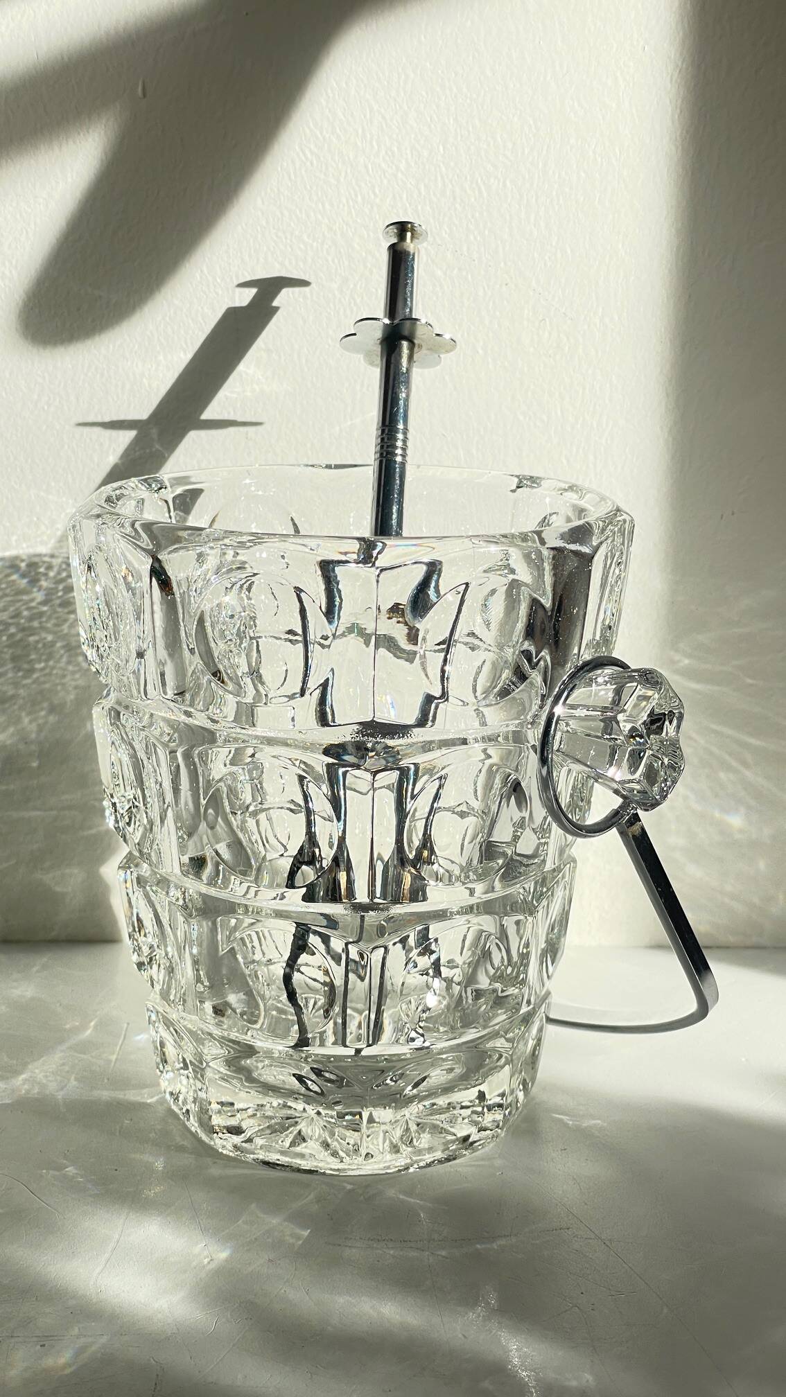 SEAU à Glace Cristal Ciselé et PINCE Vintage