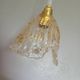 Hanging pendant light thick transparent draped and amber glass, vintage