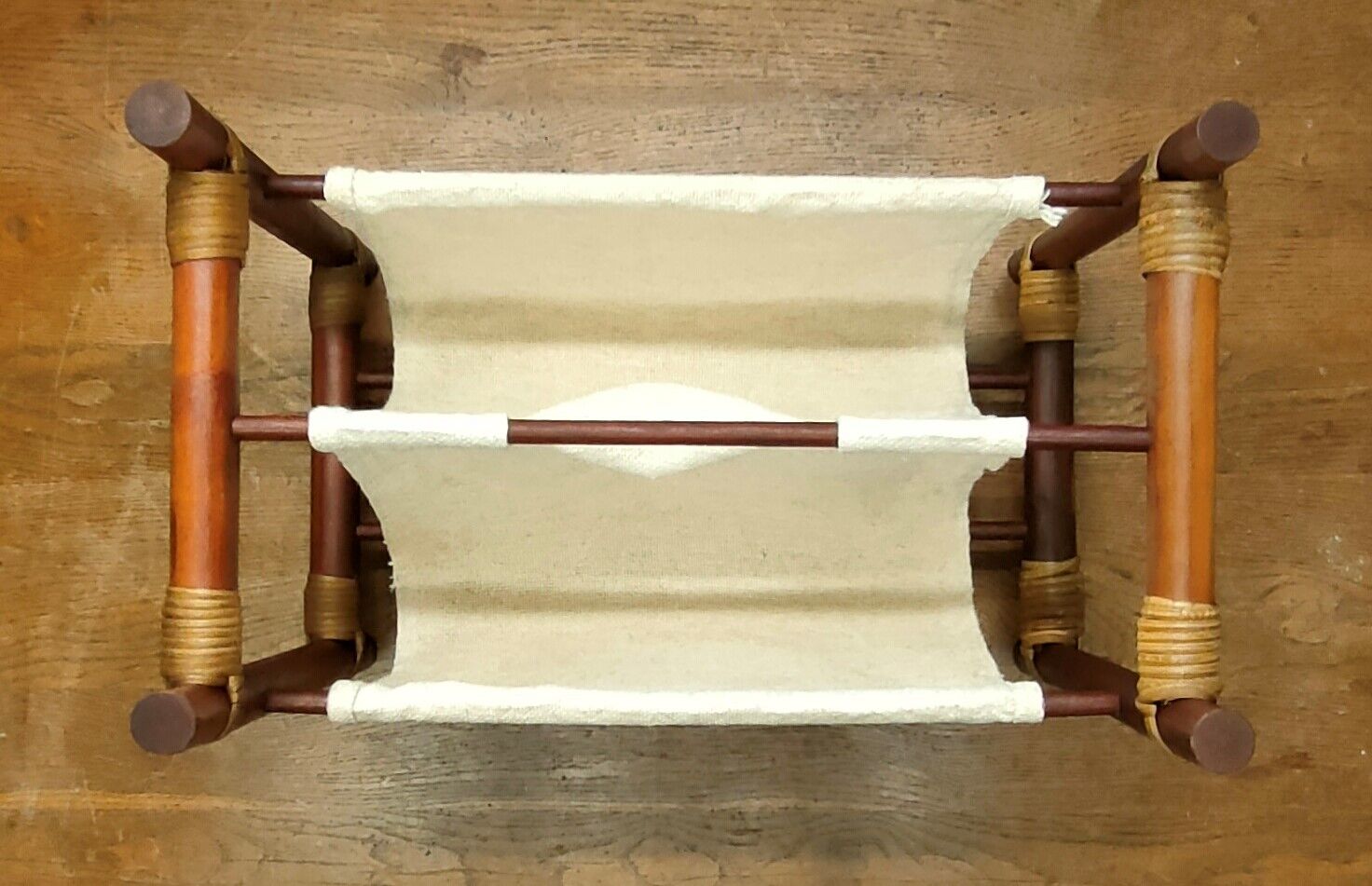 Vintage magazine holders 70's ~ rattan, burlap and wicker ~ France