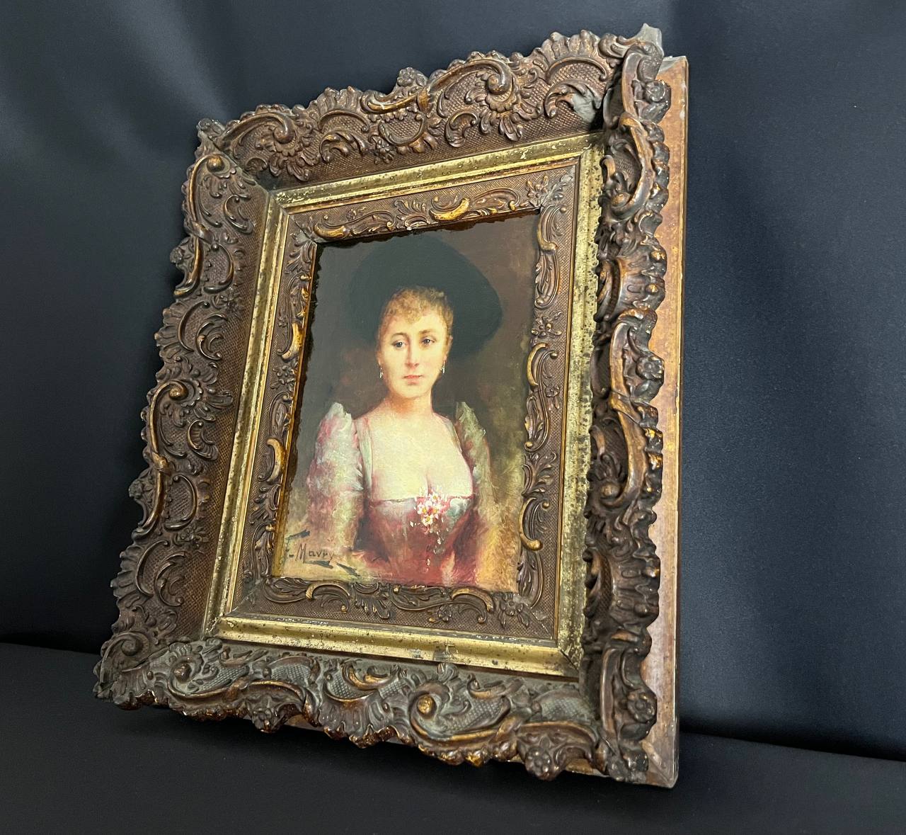 Portrait de femme élégante, huile sur panneau - François Maury (1861–1
