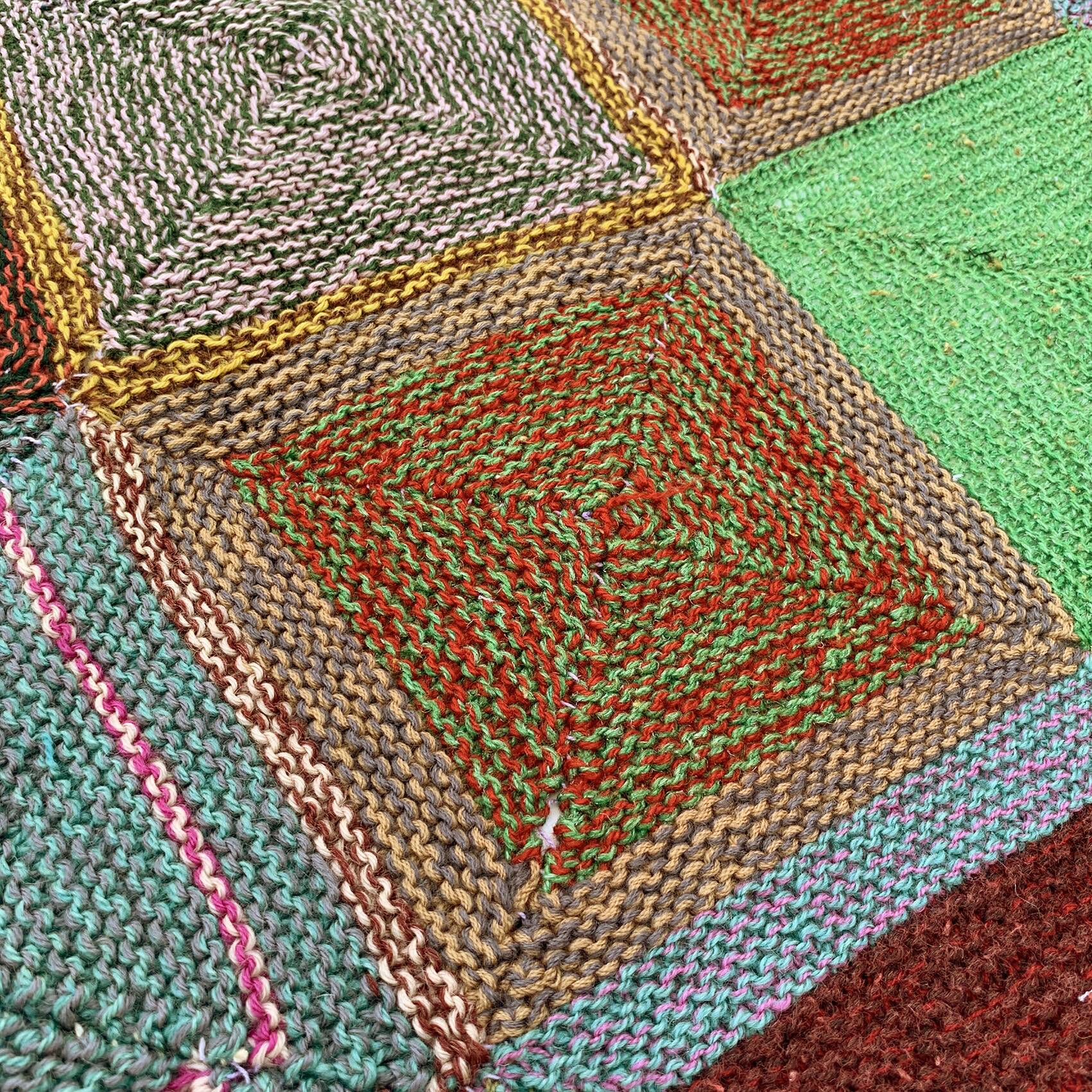 Knitted Diamond Throw Blanket Vintage 1970s