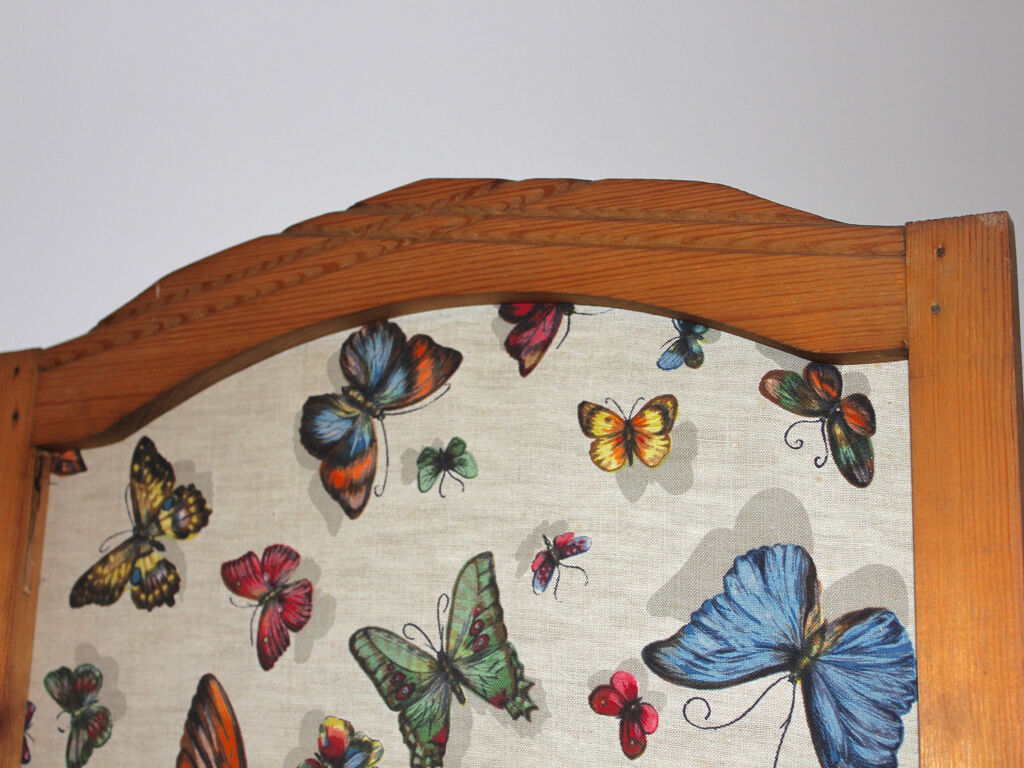 Screen 4 wooden leaves and fabric