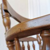 Vintage Beech Wood Windsor Dining Chair - 1970s Captains Armchair