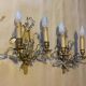 19th century Lyres wall lights in bronze, brass and glass pendants