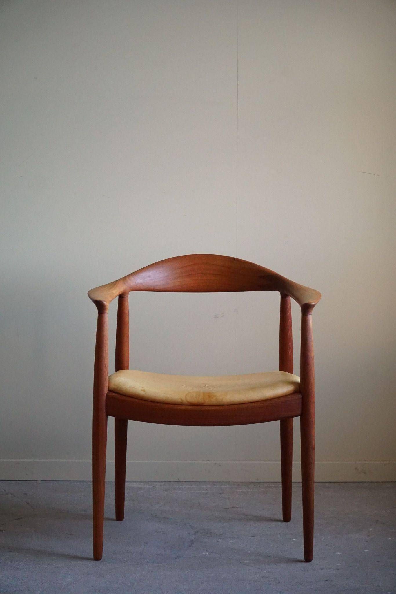 Hans J. Wegner, Teak and leather armchair, model "The Chair" JH501, 1950s