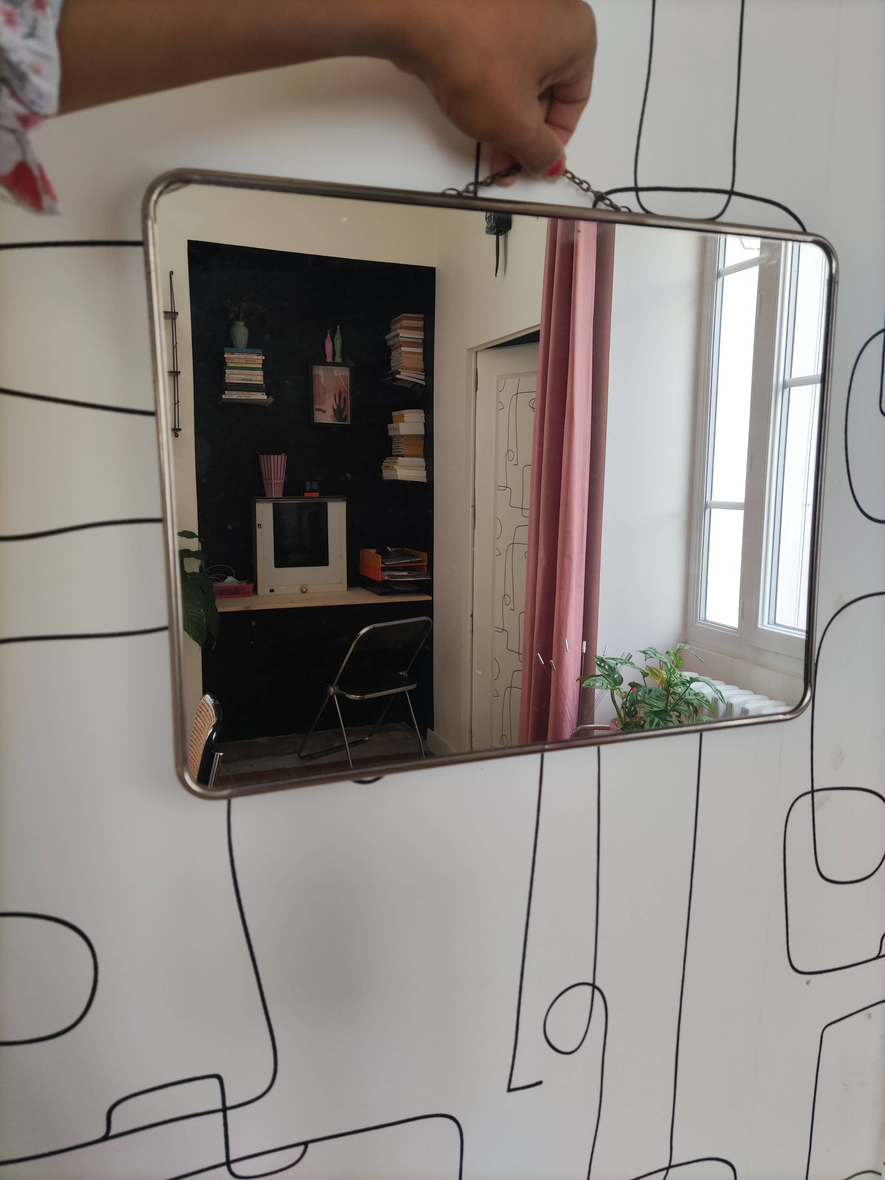 Metal barber mirror, 40x30 cm