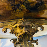 Cache pot, Napoleon III jardinière from the 19th century in barbotine and bronze.