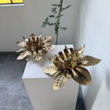 Pair of gold metal flower wall lights
