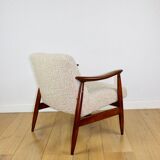 Vintage armchair GFM 300-202 design J.Kedziorek Loft 70s vintage beige boucle lamb - 2 pieces available