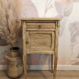 Vintage bedside table in solid oak and marble top