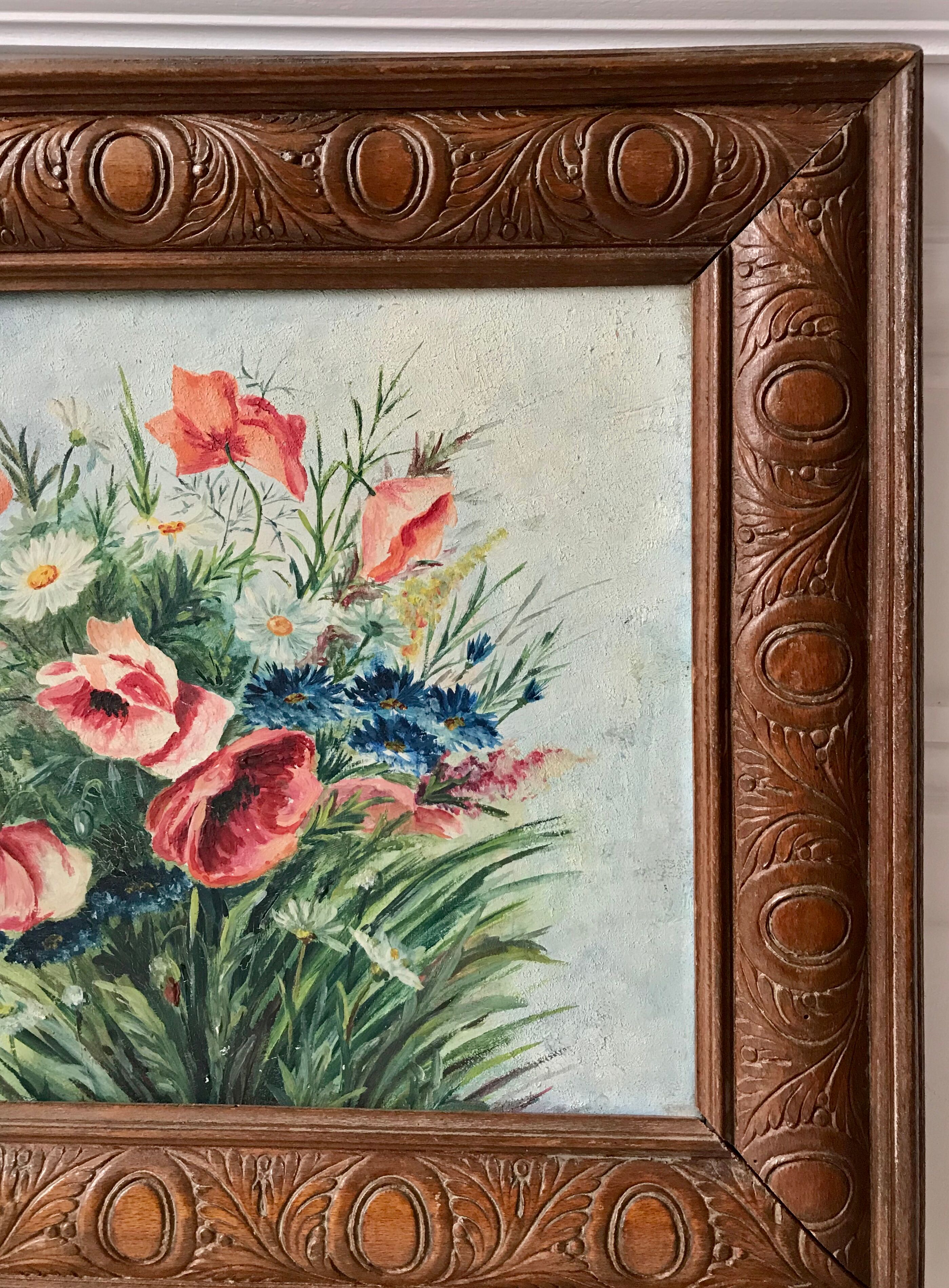 Old flower bouquet table