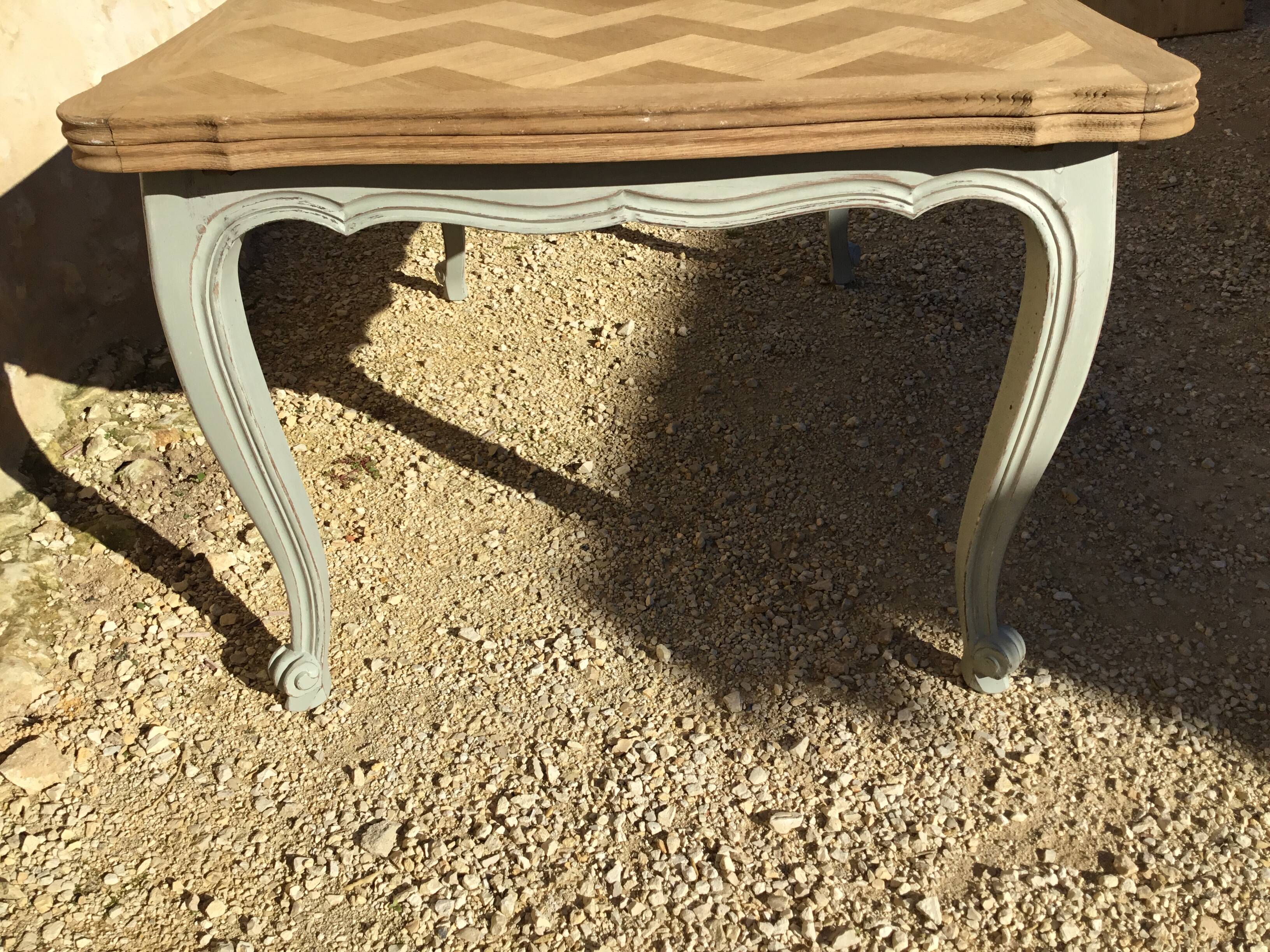 Louis XV style table in oak with natural wood top